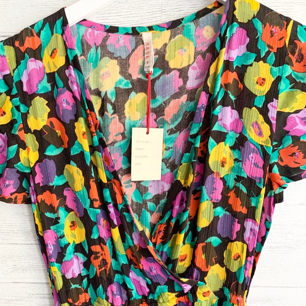 Raga Black Floral Wrap Dress - Picture 2 of 15